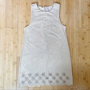Francesca's Alya Beige Suede Sleeveless Dress
